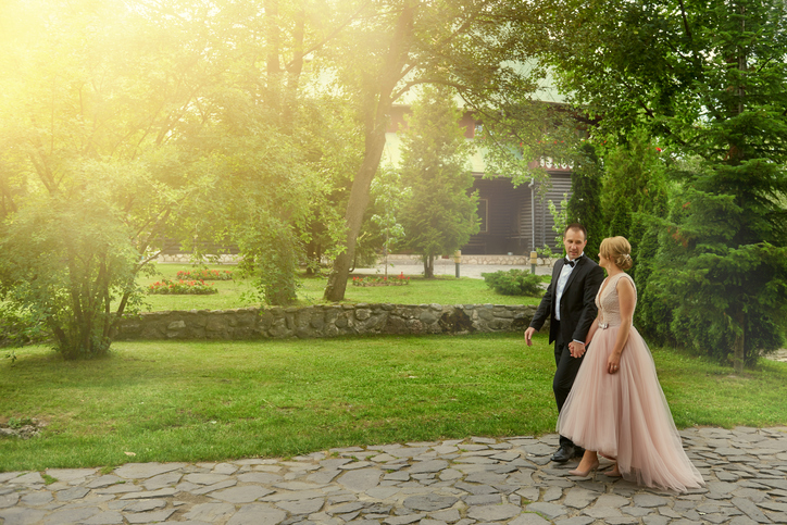 romantic walk in summer garden