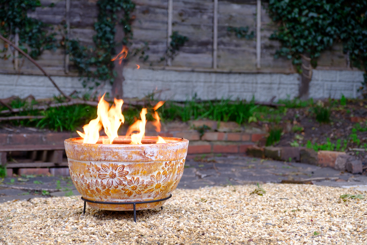 Clay Fire Pit in Back Garden