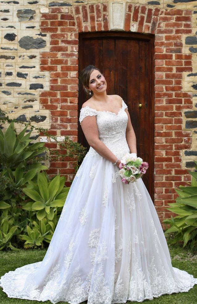 Soft-Princess-lace-wedding-gown-with-cap-sleeves from Ultimate Bride