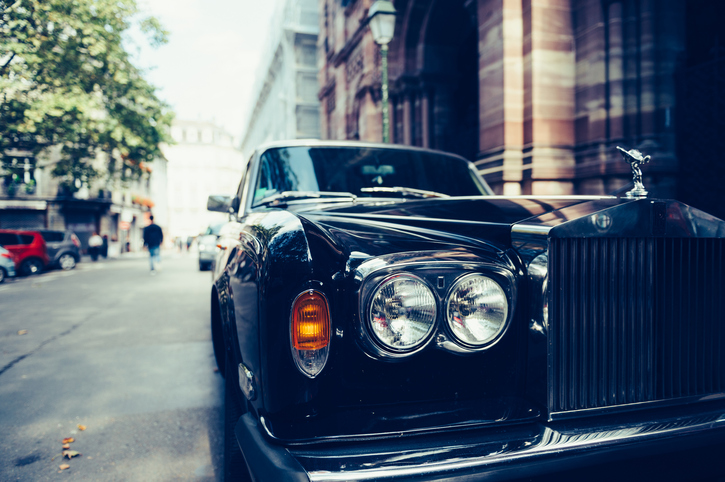 Luxury Rolls Royce car on Paris Street