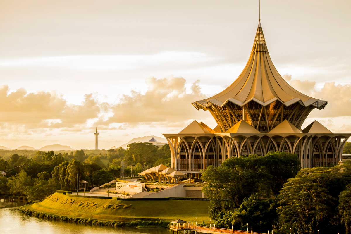 The Esplanade Theater in Kuching (Sarawak State) on the island of Borneo.