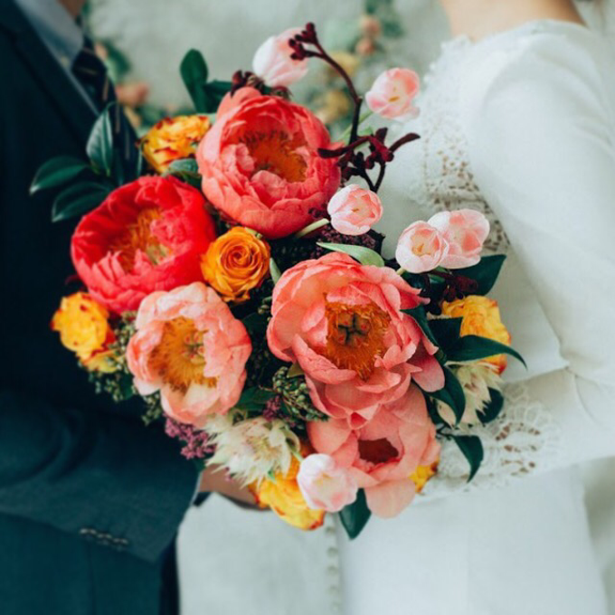 floral paradise coral peony bouquet 3