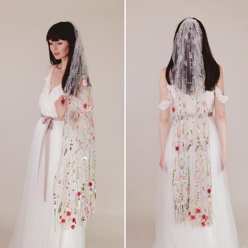 floral veil ideas