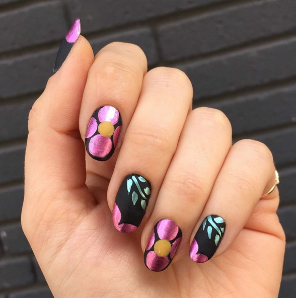 Metallic flower nails