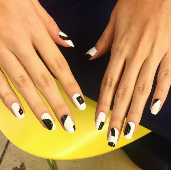 black and white nails