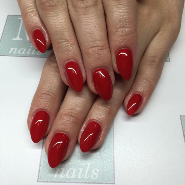 classic red glossy nails