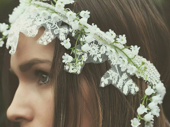 lily of the valley and lace headpiece