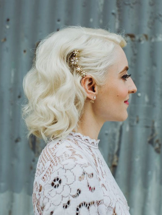 vintage bridal hair for short hair