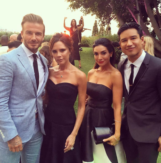 David and Victoria Beckham with actor Mario Lopez and his wife
