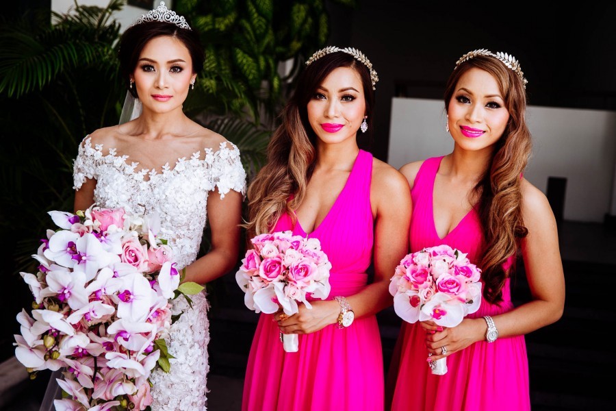 gorgeous pink bridesmaids dresses 
