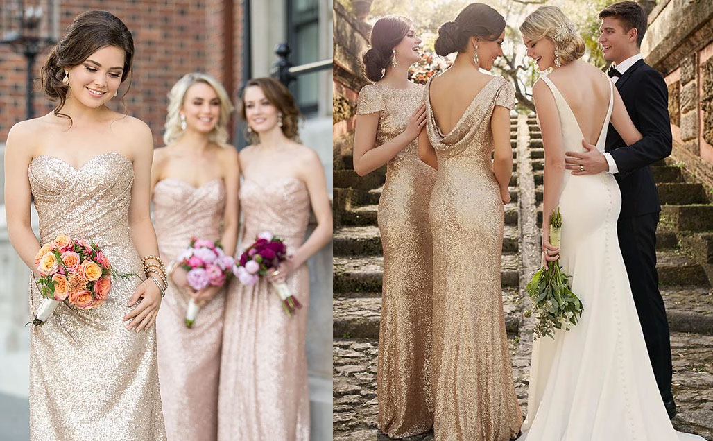 Festive bridesmaids dresses for a Christmas wedding