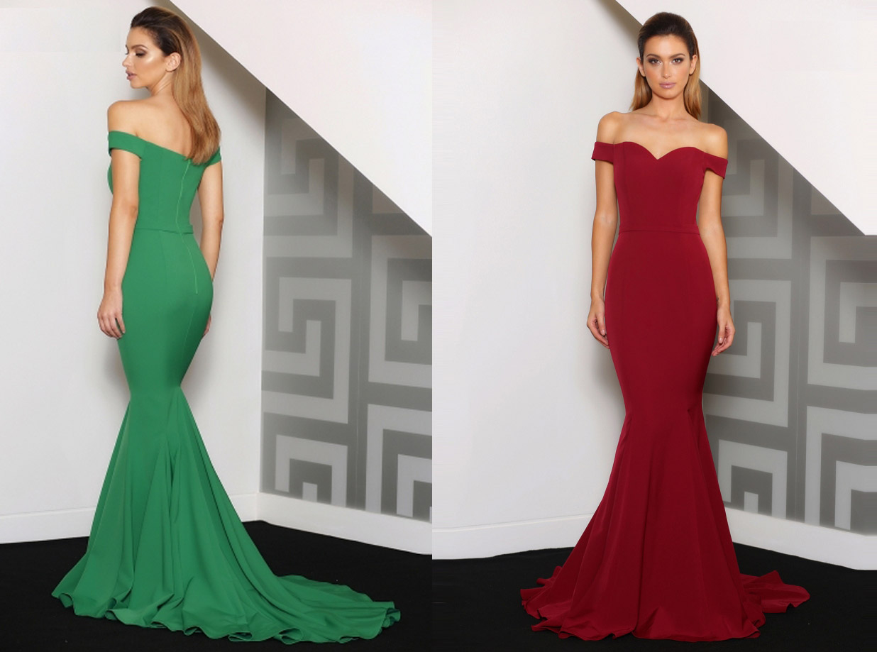 jadore a formal affair red and green bridesmaids dresses