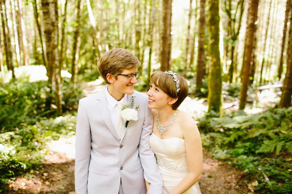 Audrey and Krista got back to nature with a woodland setting.