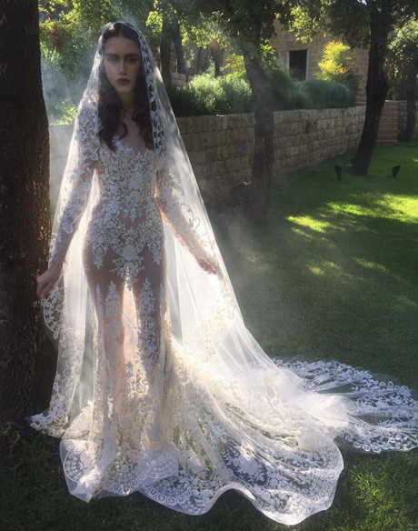 Zuhair Murad's 2016 collection features lots of lace and see-through tulle. Image: Zuhair Murad via Instagram