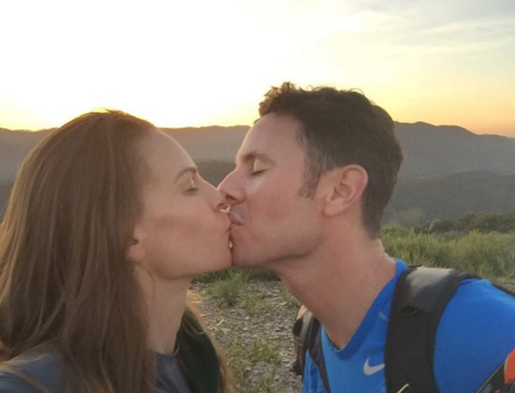 Hilary shared this sweet snap of her and fiance Ruben sharing a kiss to commemorate the occasion. Image Hilary Swank via Twitter