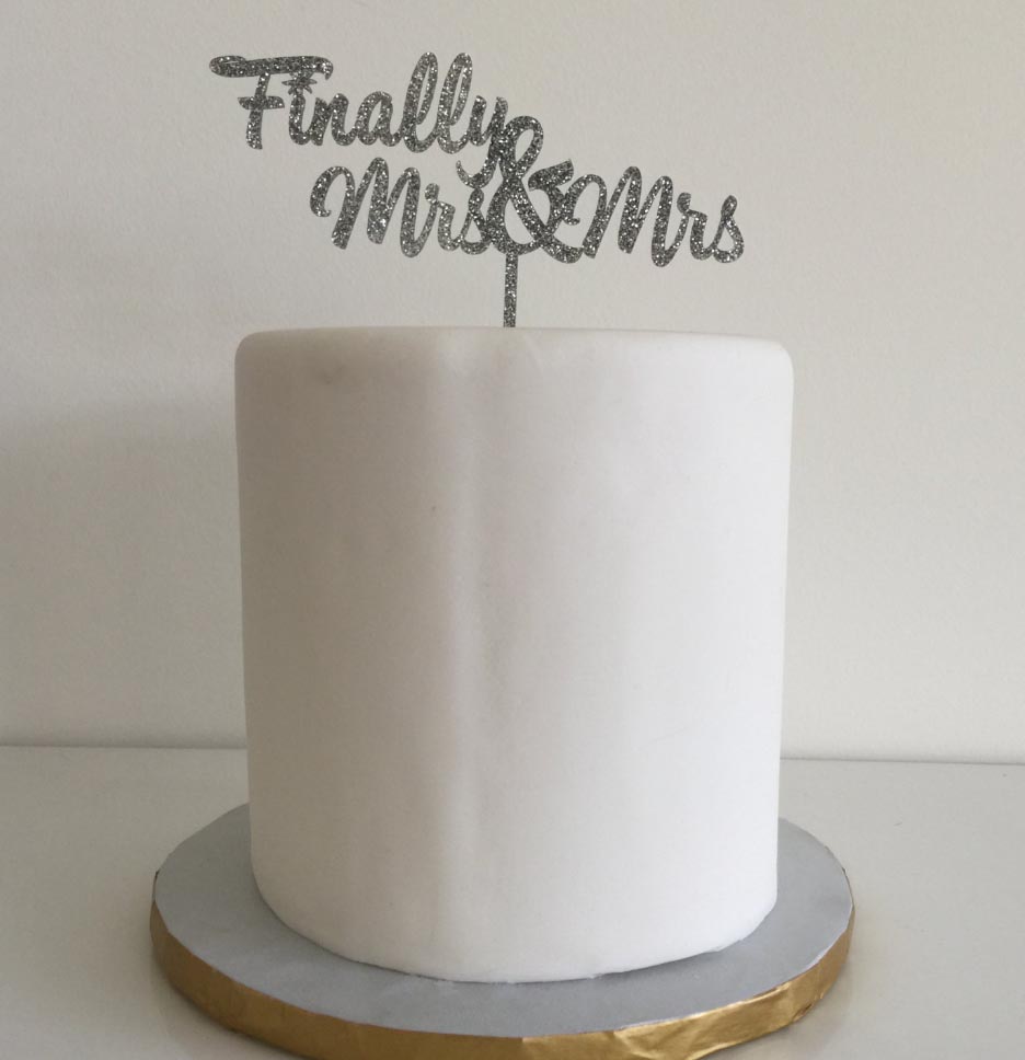 Finally Mrs and Mrs same sex wedding cake topper