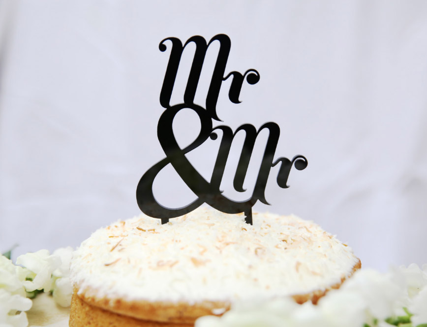 Mr and Mr same sex wedding cake topper