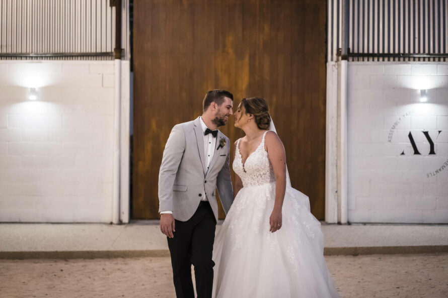Rustic warehouse wedding at Assembly Yard Fremantle, Perth. Photos by Paul Winzar. Eloise & Liam.