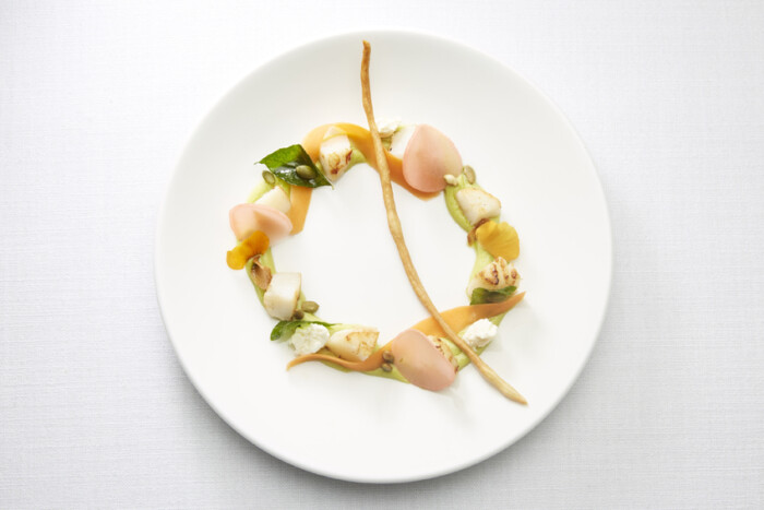 ENTREE Seared scallops with Persian fetta shaved radish with house made grissini 11