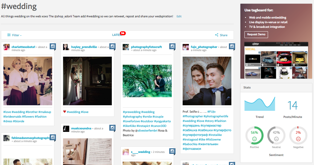 finding hashtags for wedding businesses