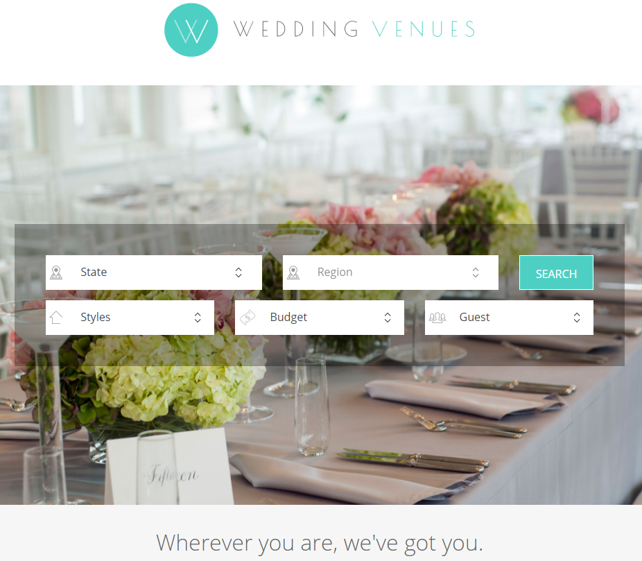 WeddingVenues homepage
