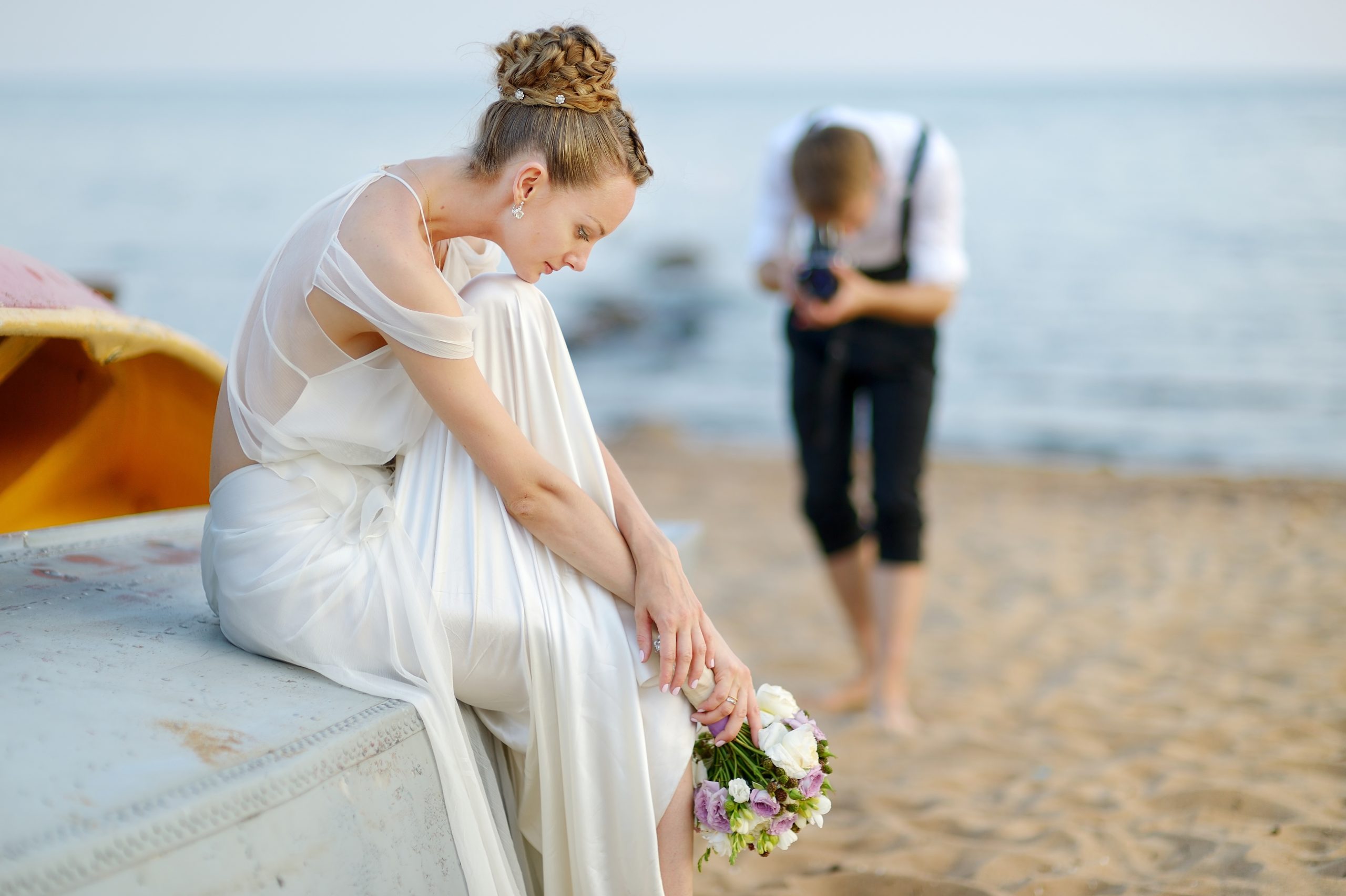 Bride posing for her groom