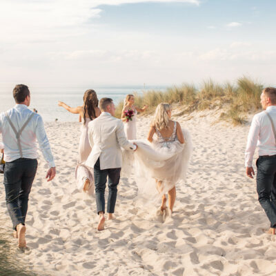wedding party on a beach