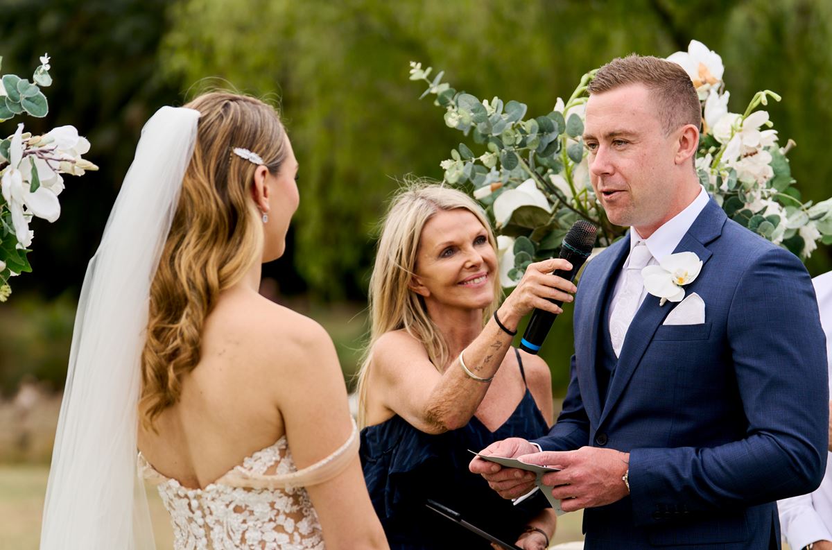 Wedding vows for him with Carla Davern the celebrant