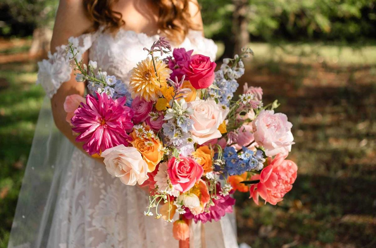 Wedding Bouquets of 2025 including candy coloured bright florals