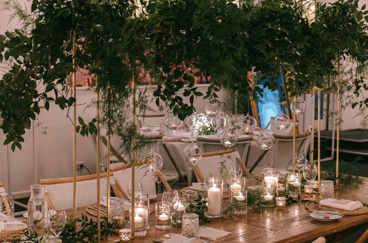 Ornate floral arrangements at a wedding