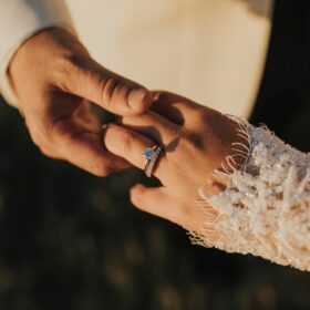 Wedding rings on a bride's hand