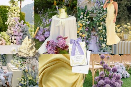 Unique wedding colour combinations yellow and lilac moodboard