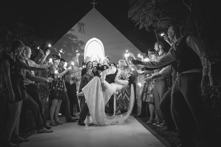fiji wedding black and white image
