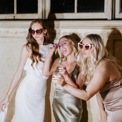 bridesmaids and a bride with sunnies bridal shower games