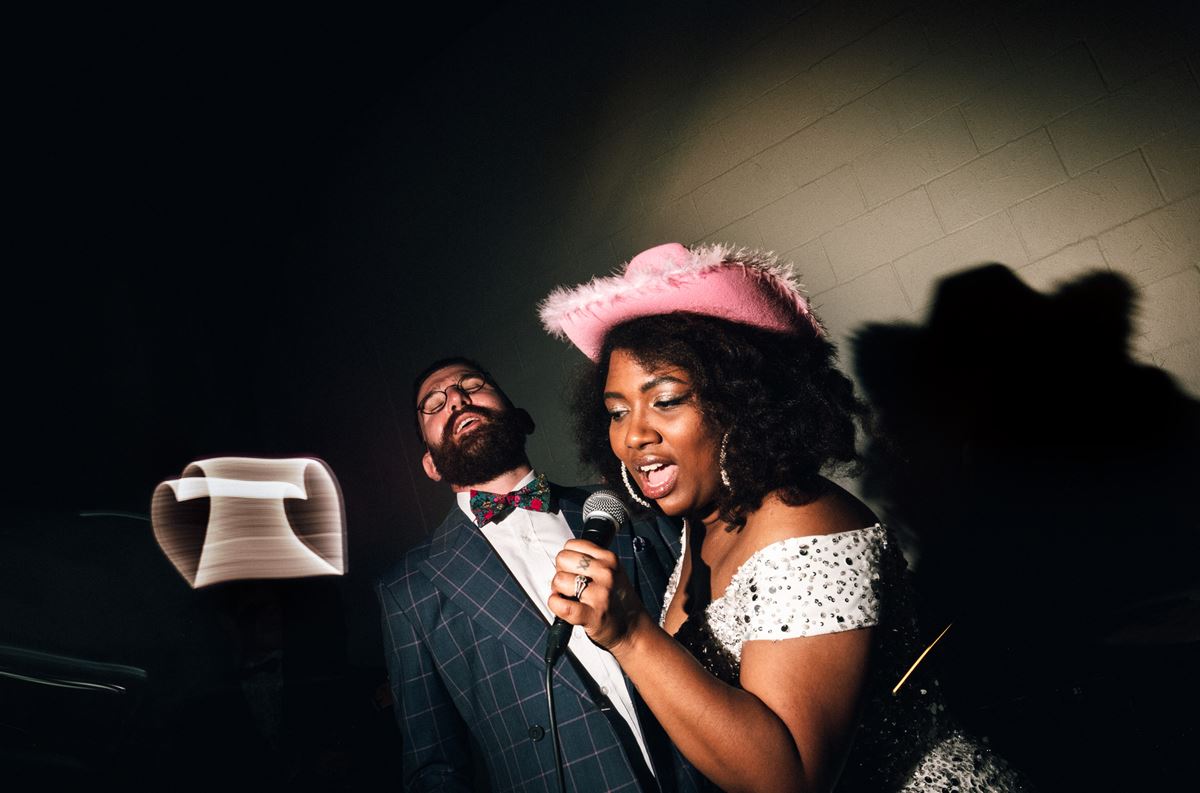 bride and groom karaoke party hat