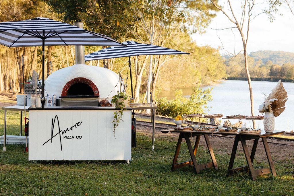 pizza station overlooking river