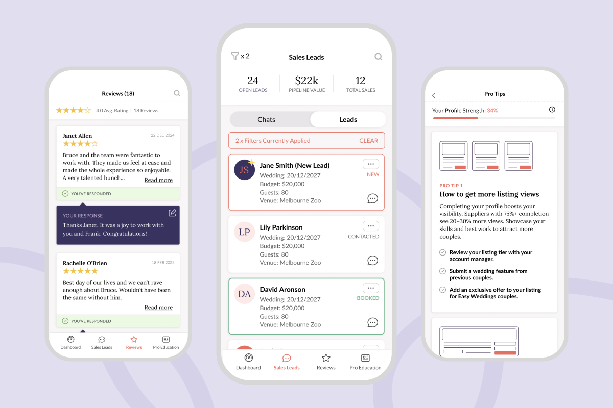 WedXM app screenshots
