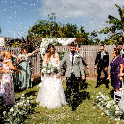 backyard wedding for Gabrielle and Benjamin. Photographed by Ash Hughes Photography.