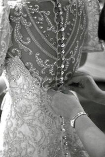 wedding dress with glass buttons