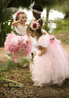 fairy princesses as flower girls at wedding