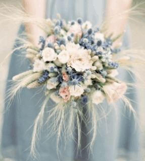 scotish thistle and roses as wedding bouquets