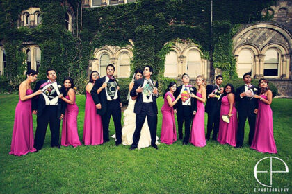 groomsmen wearing super hero t-shirts at the wedding
