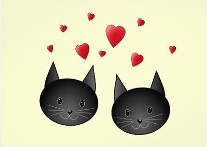 two black kittnes in love clip art