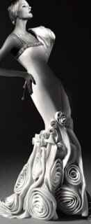 wedding dress with snails and spiral elements