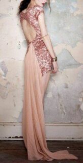 bride in slender pink dress