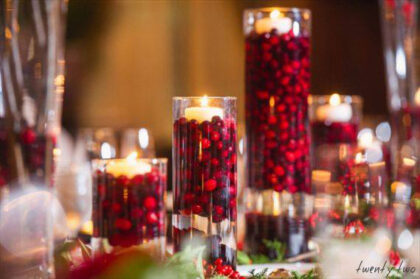 cranberries in candle holders