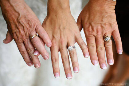 three generations of wedding rings