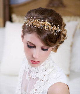 hair piece with pearls and gold