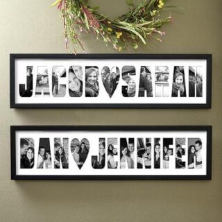 photo montage that spells out the names