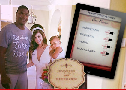 Keyshawn Johnson has sent out his wedding invitations on an ipad. Image TMZ.